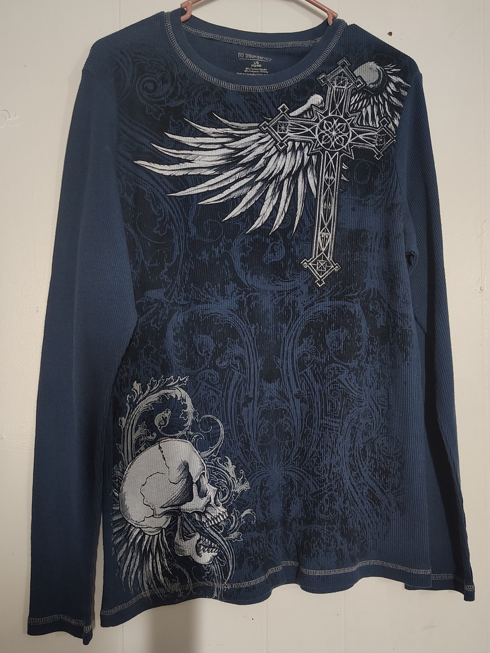 No Boundaries Y2k Navy Blue Graphic Long Sleeve Tee